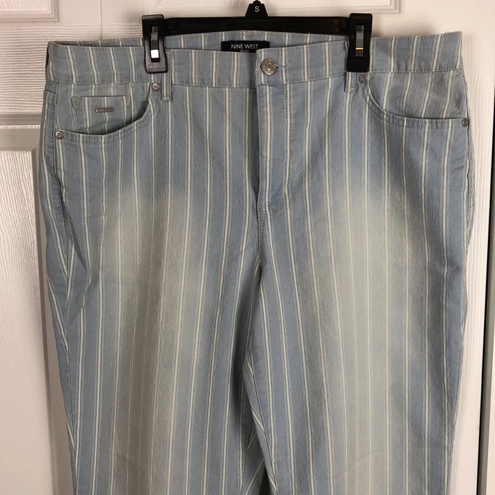 Nine West Stripped Chiystie Capri Wide Leg Jeans size 16 - Picture 3 of 11
